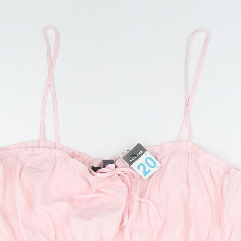 Primark Womens Pink Viscose Camisole Tank Size 20 Square Neck - Cropped