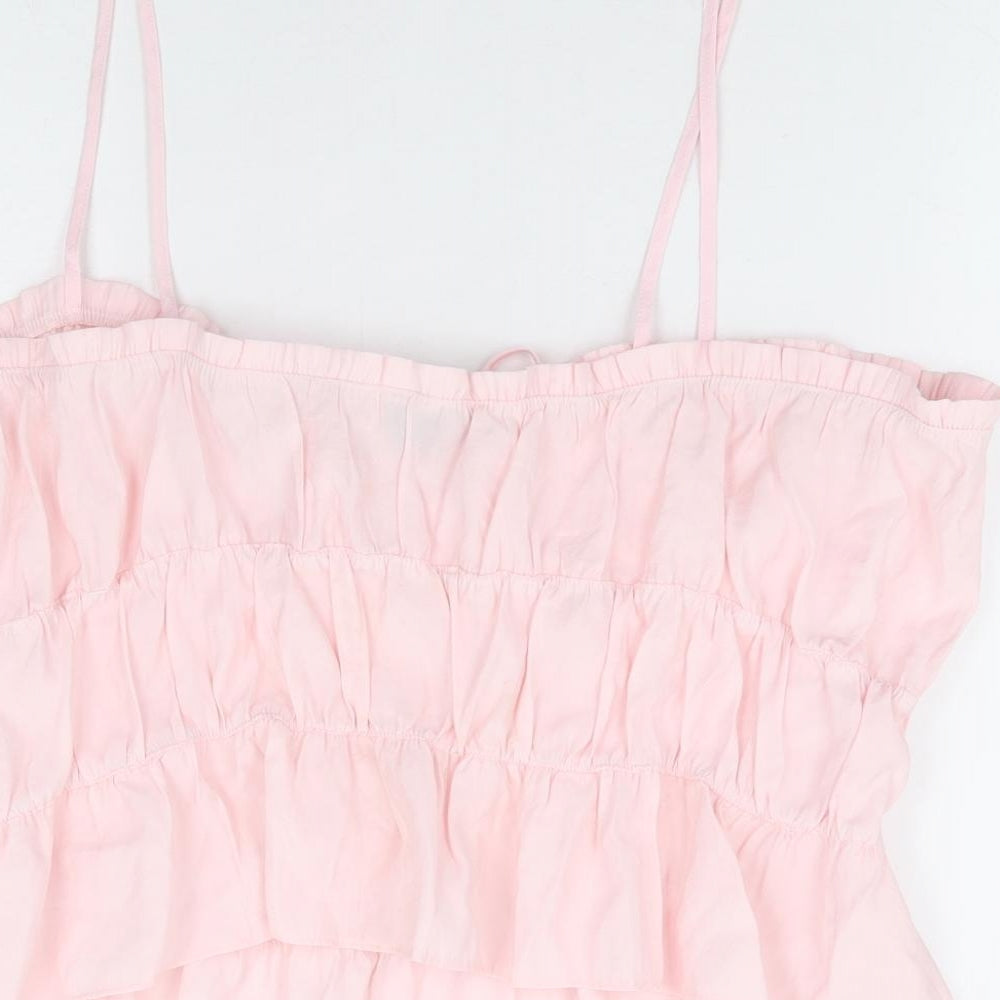 Primark Womens Pink Viscose Camisole Tank Size 20 Square Neck - Cropped