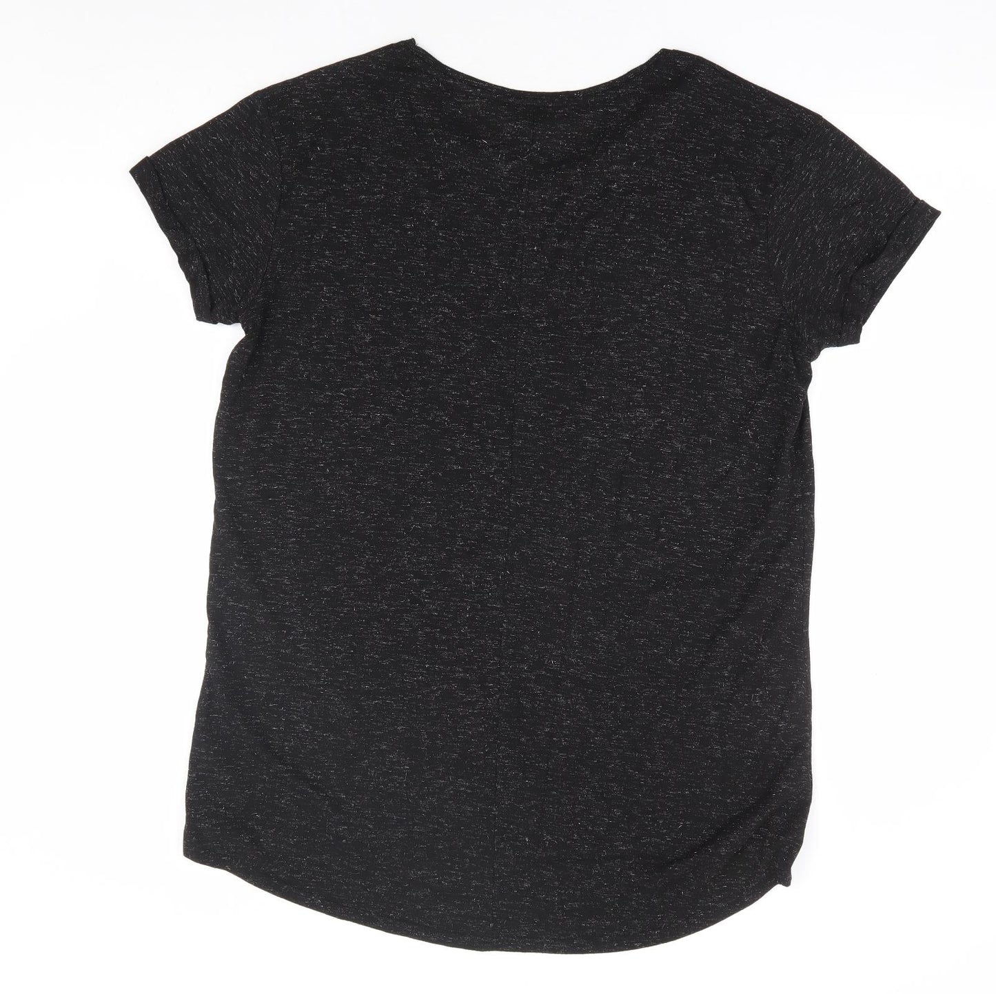 Yours Womens Black Polyester Basic T-Shirt Size 18 Round Neck - Christmas Wine Reindeer