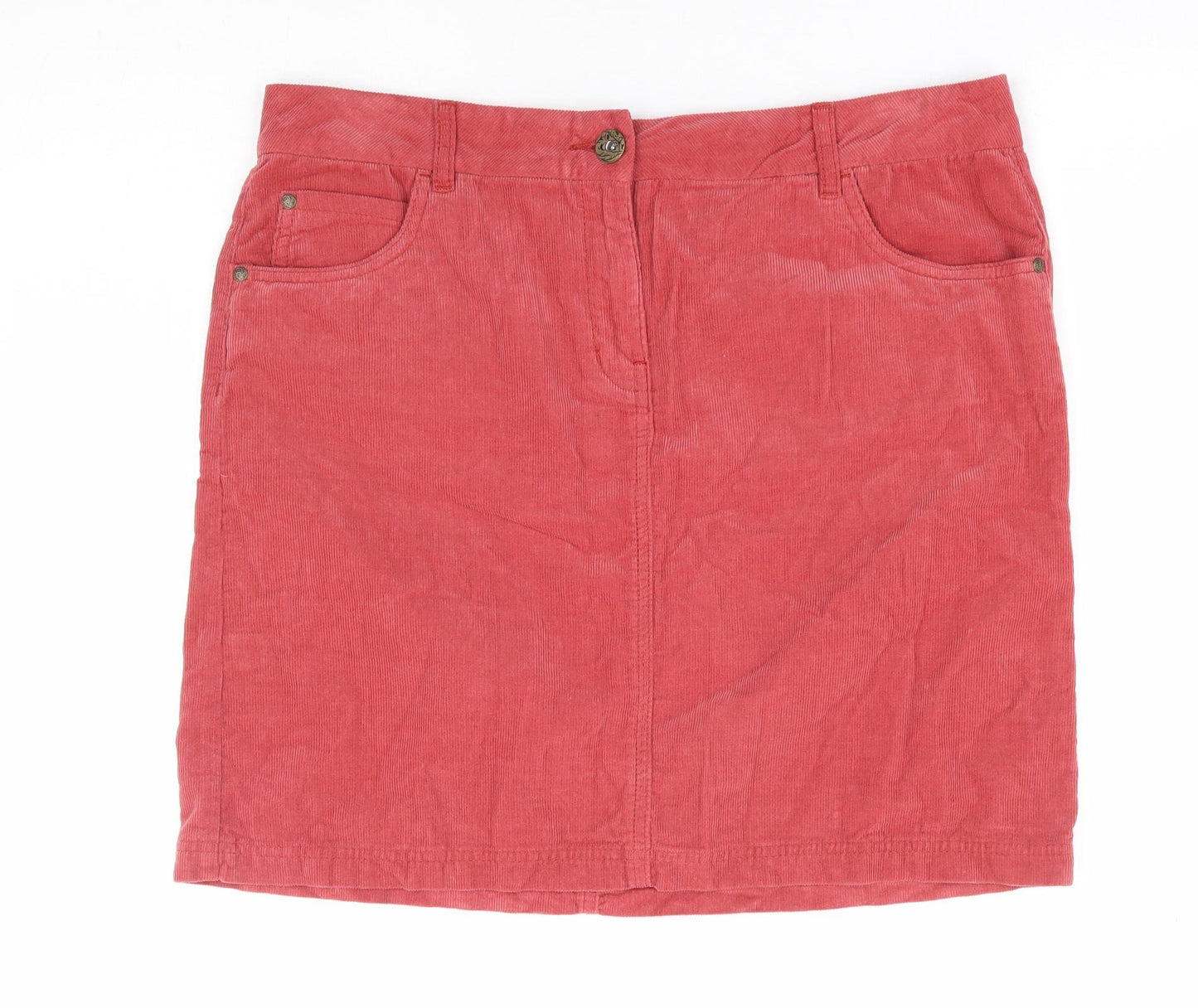 George Womens Pink Cotton Mini Skirt Size 14 Zip
