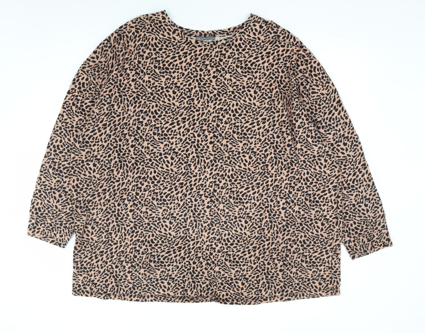 Papaya Womens Brown Animal Print 100% Cotton Pullover Sweatshirt Size 20 Pullover - Leopard Print