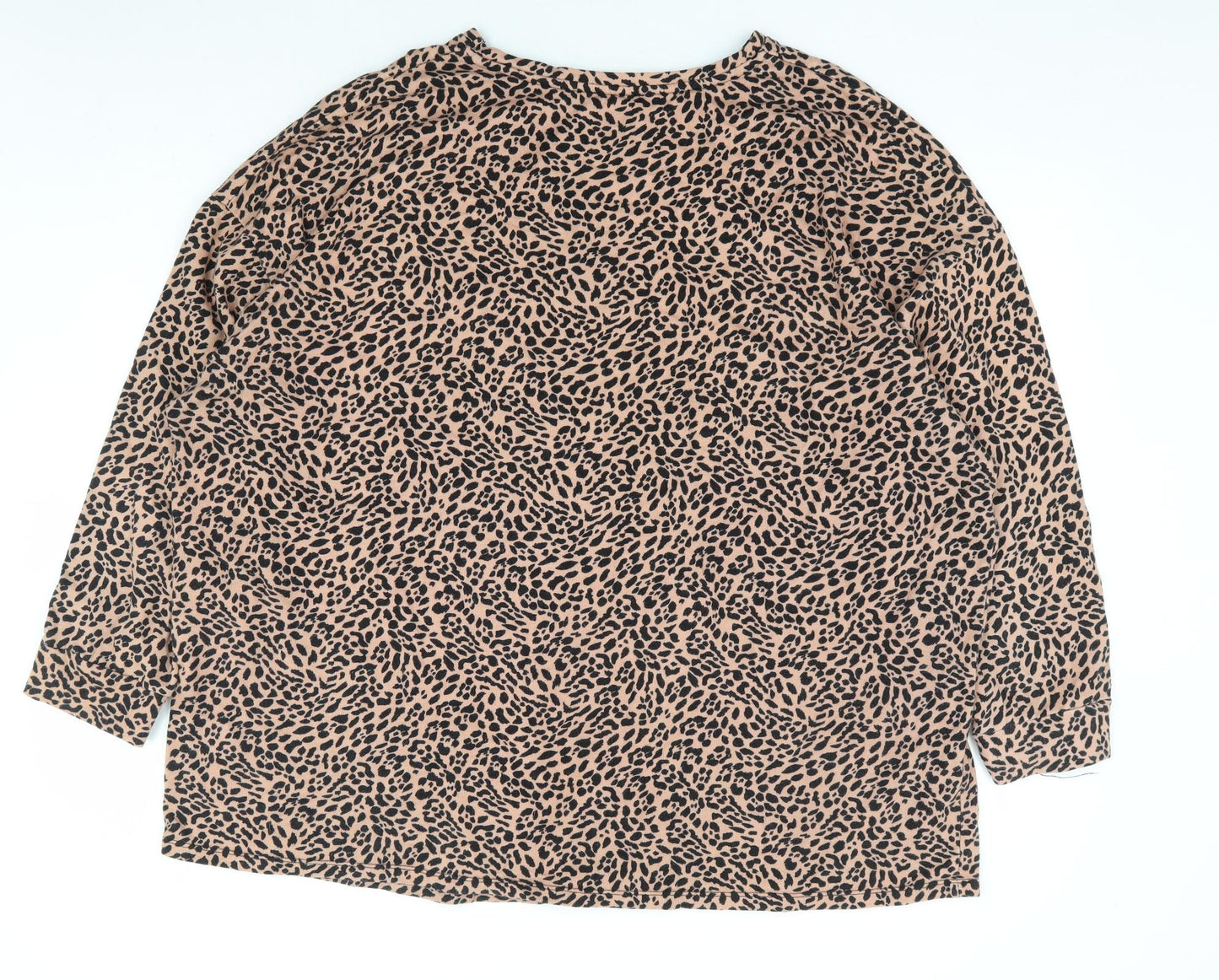 Papaya Womens Brown Animal Print 100% Cotton Pullover Sweatshirt Size 20 Pullover - Leopard Print