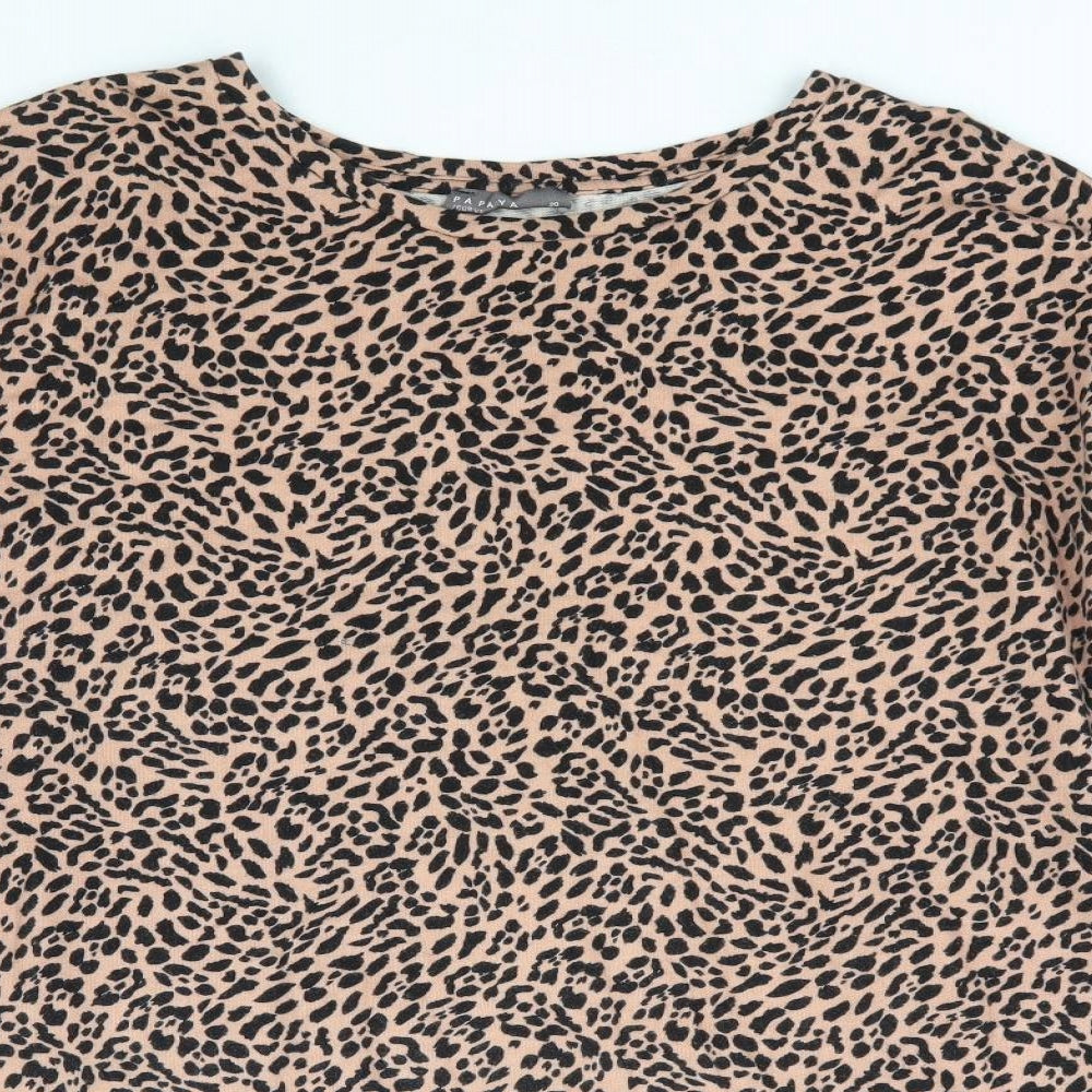 Papaya Womens Brown Animal Print 100% Cotton Pullover Sweatshirt Size 20 Pullover - Leopard Print