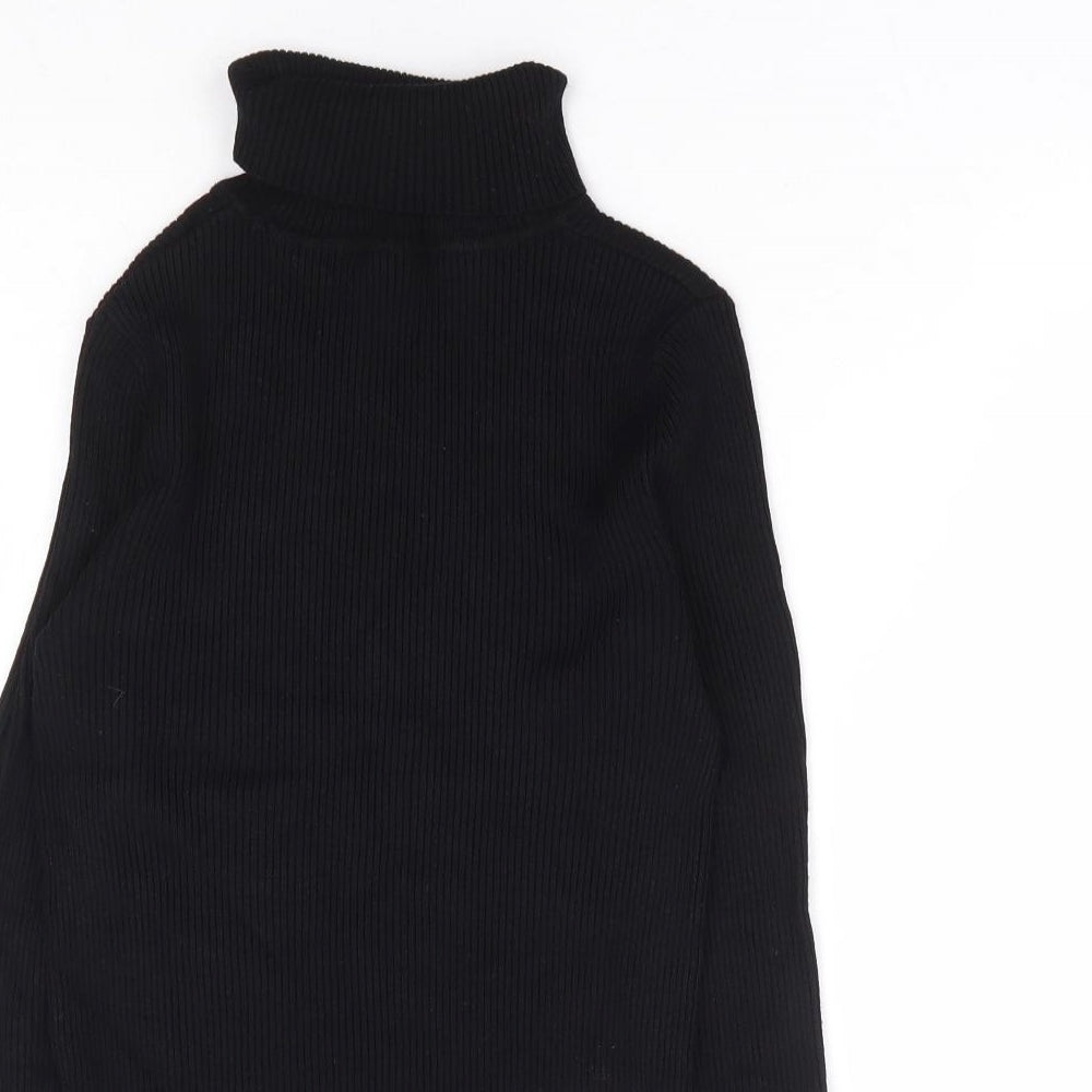 Marks and Spencer Womens Black Roll Neck Viscose Pullover Jumper Size 8 - Ribbed