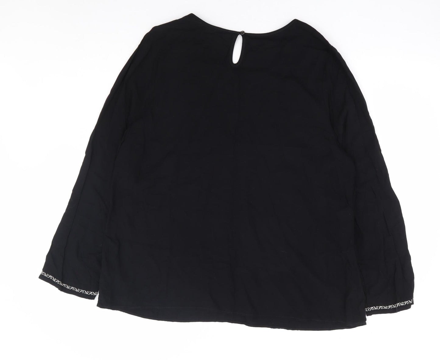 Matalan Womens Black Viscose Basic Blouse Size 20 Round Neck