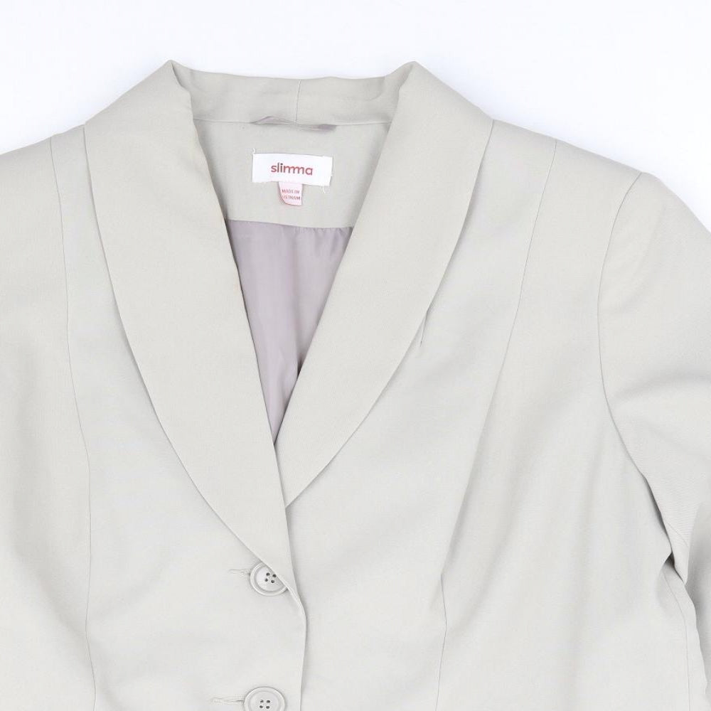 Slimma Womens Beige Polyester Jacket Suit Jacket Size 18