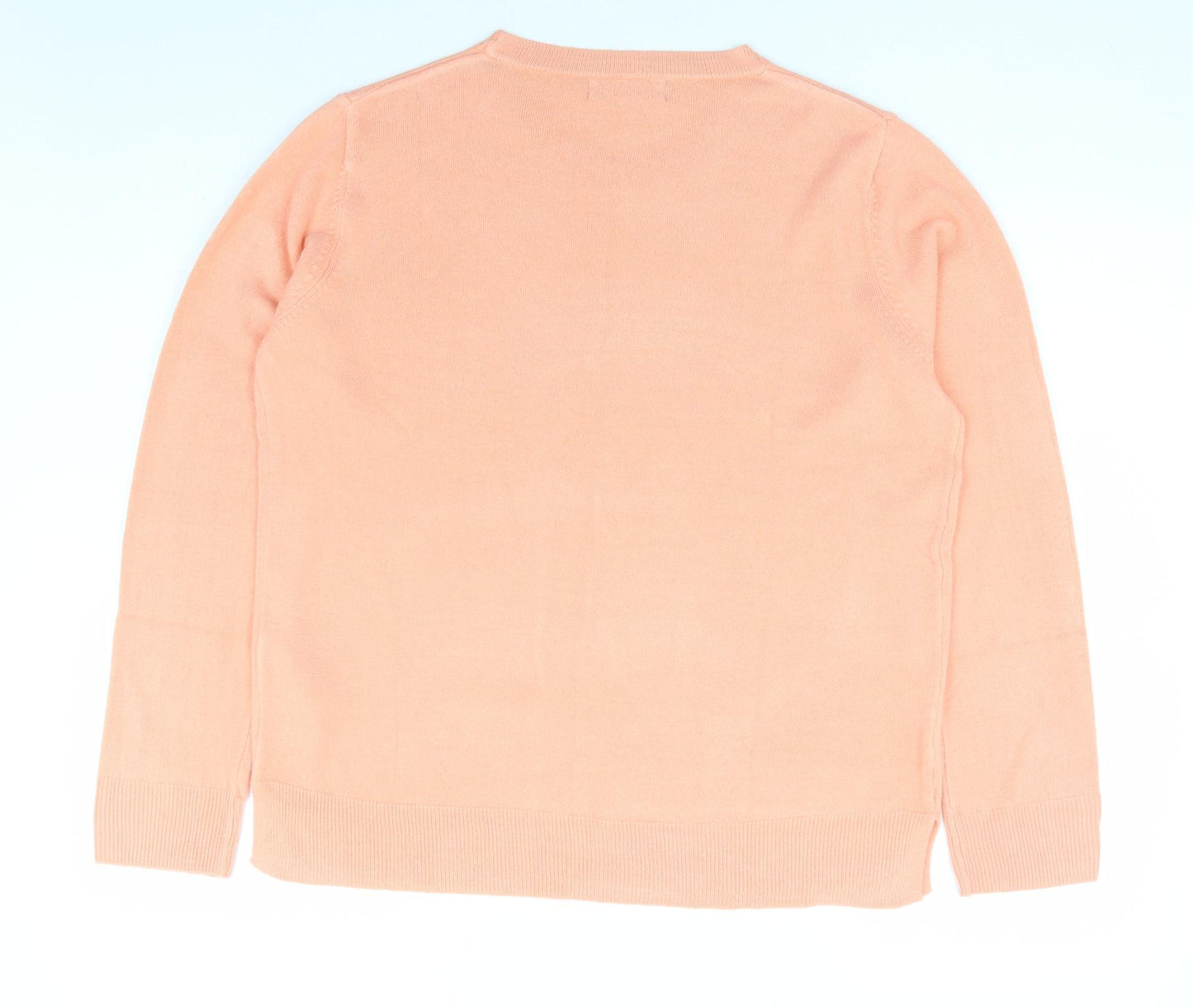 Marks and Spencer Womens Orange Round Neck Acrylic Pullover Jumper Size 16