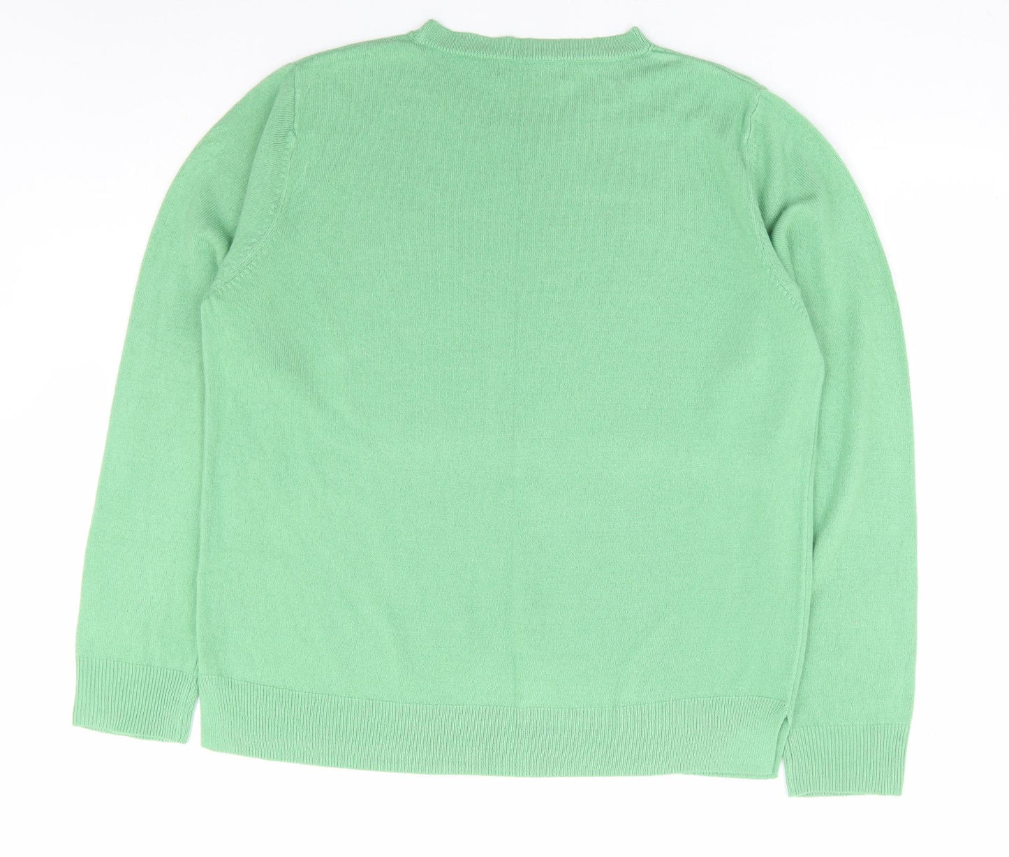Marks and Spencer Womens Green Round Neck Acrylic Pullover Jumper Size 16