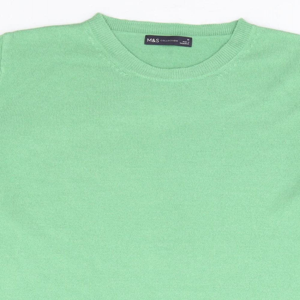 Marks and Spencer Womens Green Round Neck Acrylic Pullover Jumper Size 16