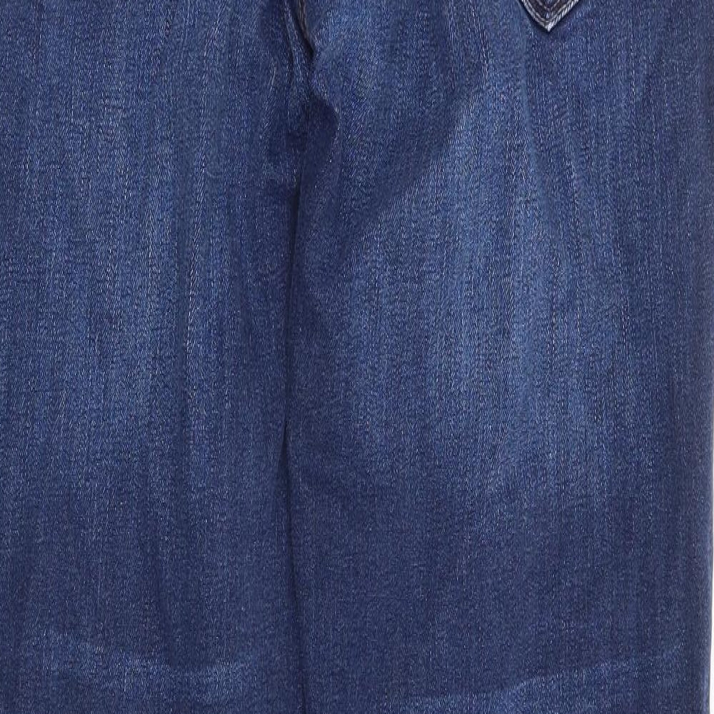 F&F Mens Blue Cotton Straight Jeans Size 36 in L32 in Regular Button