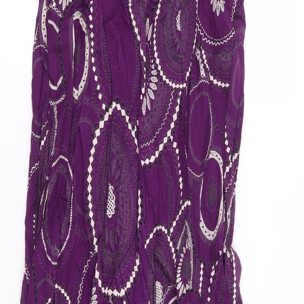 Debenhams Womens Purple Geometric 100% Cotton Maxi Size 10 V-Neck Pullover