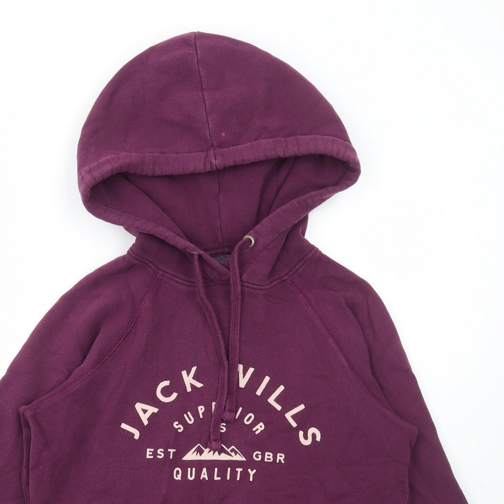 Jack Wills Womens Purple Cotton Pullover Hoodie Size 6 Pullover