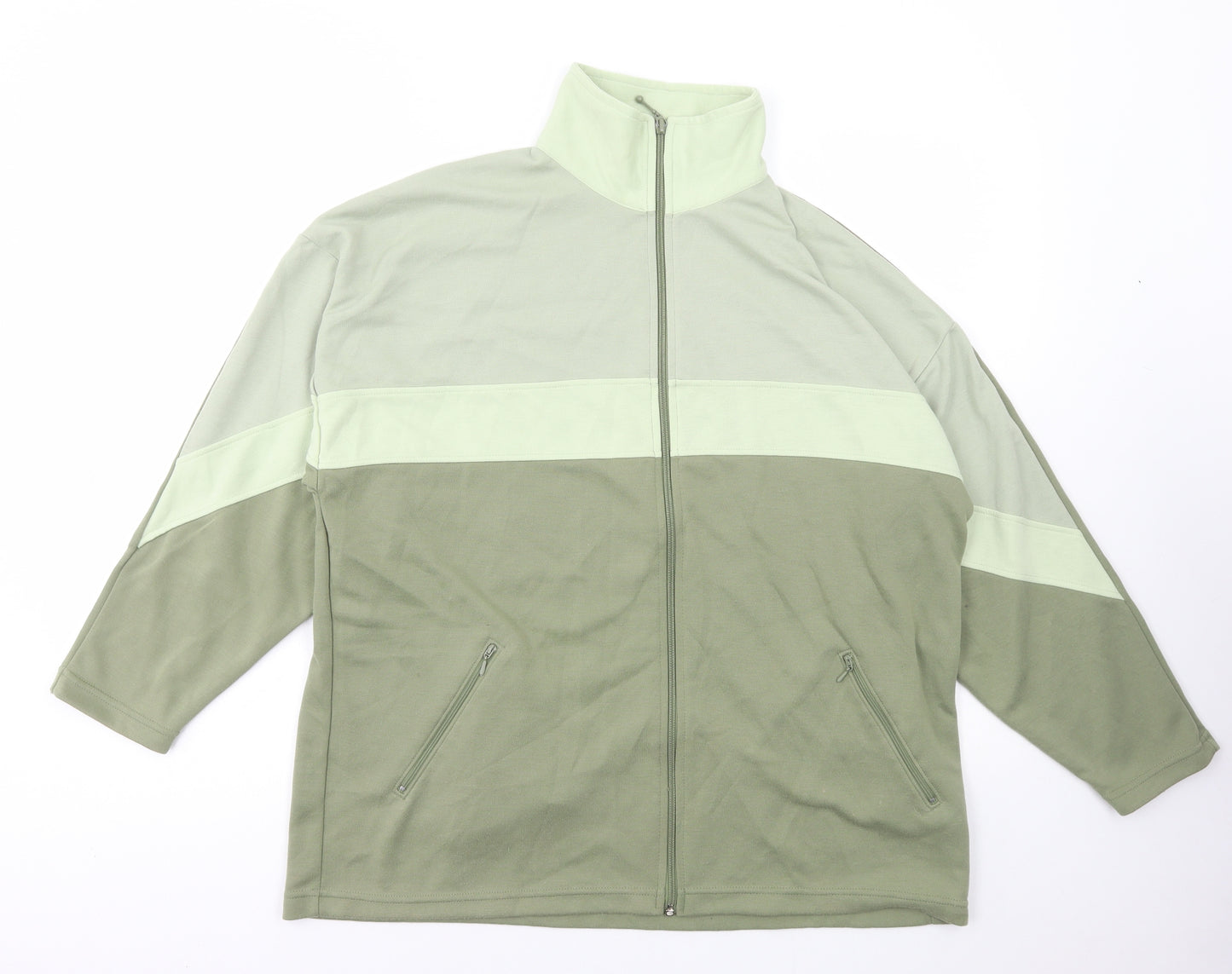 Fabrizo Mens Green Polyester Full Zip Sweatshirt Size S