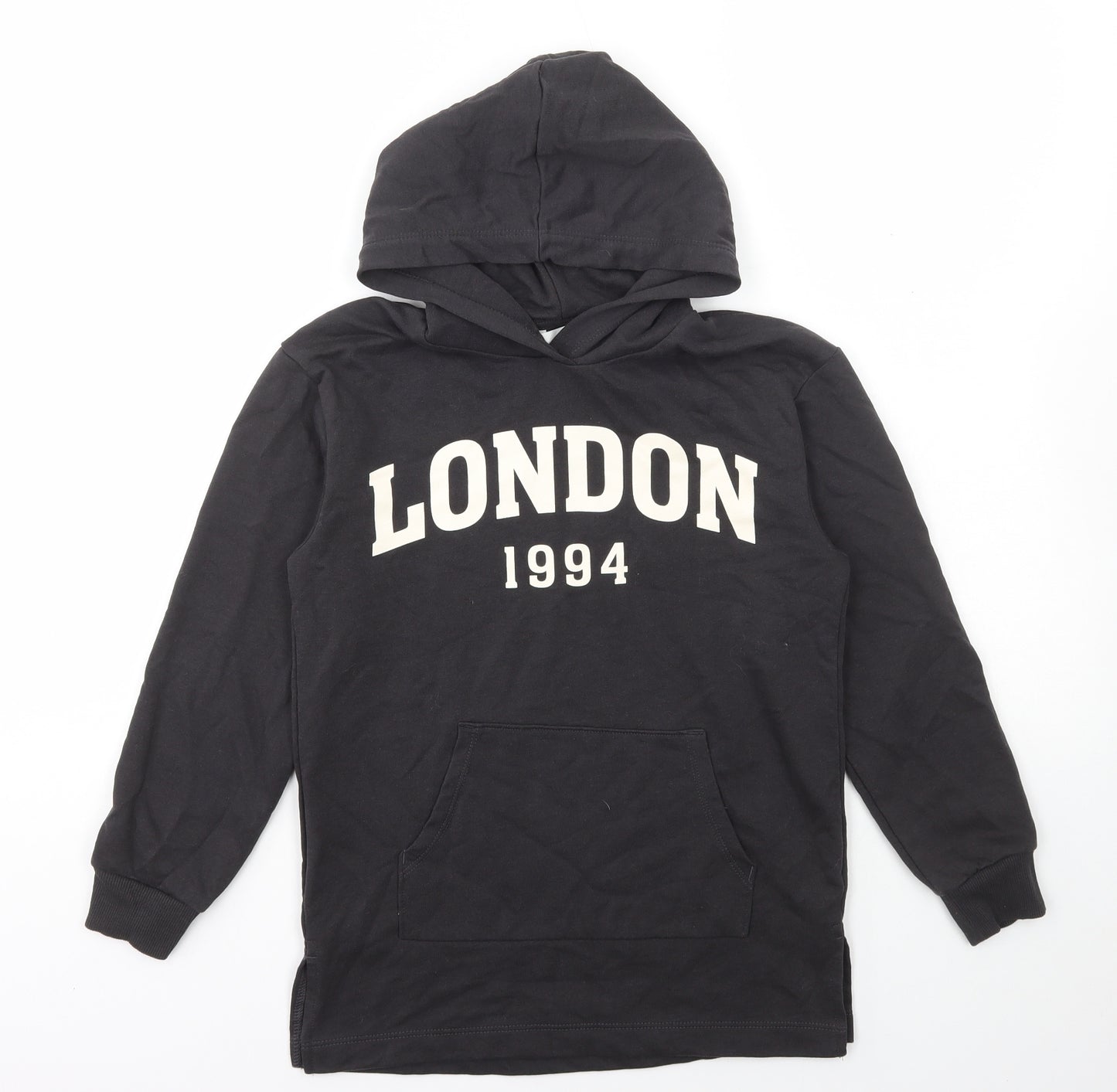 H&M Girls Black Cotton Pullover Hoodie Size 10-11 Years Pullover - London