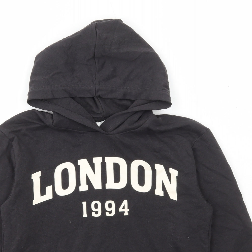 H&M Girls Black Cotton Pullover Hoodie Size 10-11 Years Pullover - London