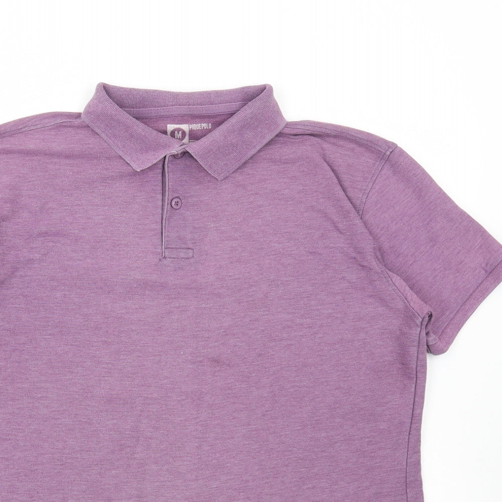 Cedar Wood State Mens Purple Polyester Polo Size M Collared Button