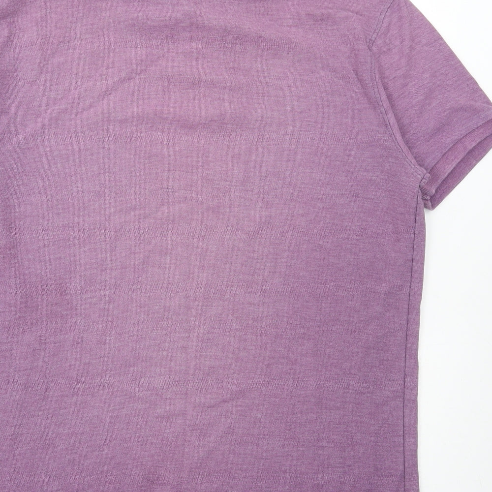 Cedar Wood State Mens Purple Polyester Polo Size M Collared Button
