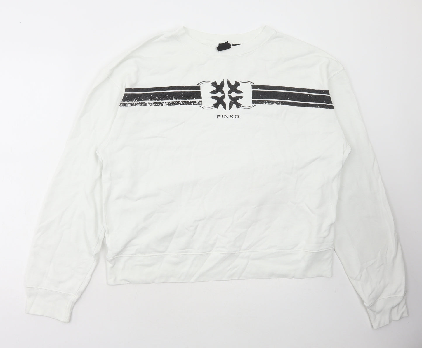 PINKO Mens White Cotton Pullover Sweatshirt Size L