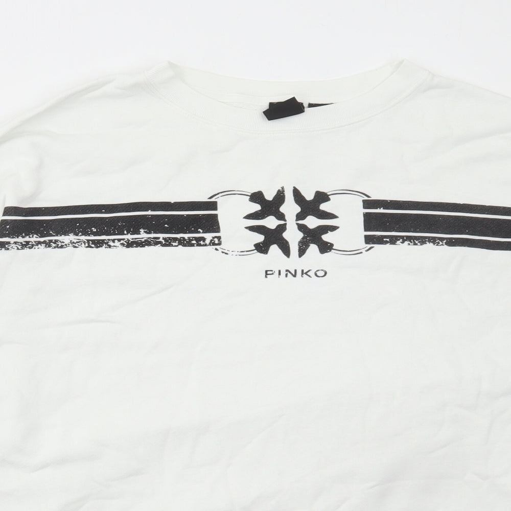 PINKO Mens White Cotton Pullover Sweatshirt Size L