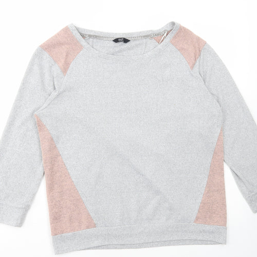 F&F Womens Grey Colourblock Polyester Pullover Sweatshirt Size 14 Pullover