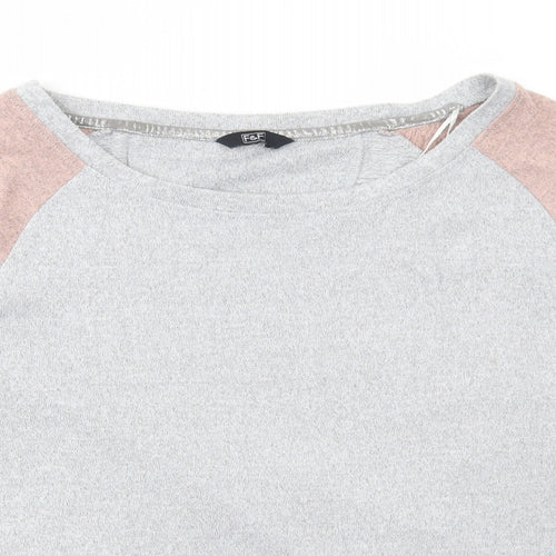 F&F Womens Grey Colourblock Polyester Pullover Sweatshirt Size 14 Pullover