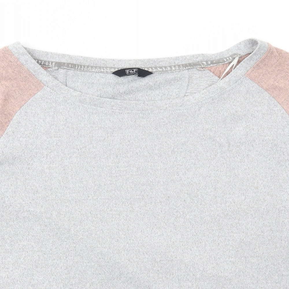 F&F Womens Grey Colourblock Polyester Pullover Sweatshirt Size 14 Pullover