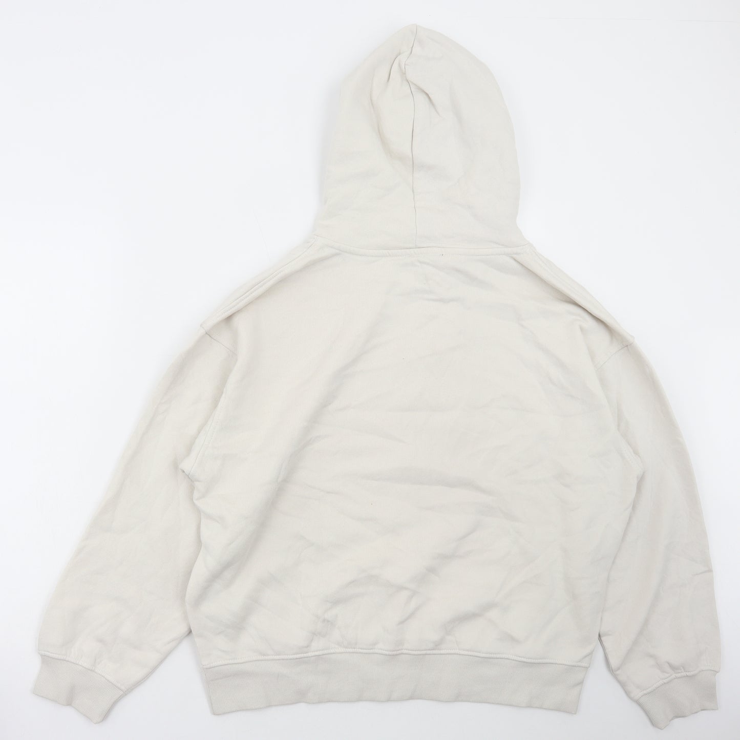 Zara Womens Ivory Cotton Pullover Hoodie Size L Pullover