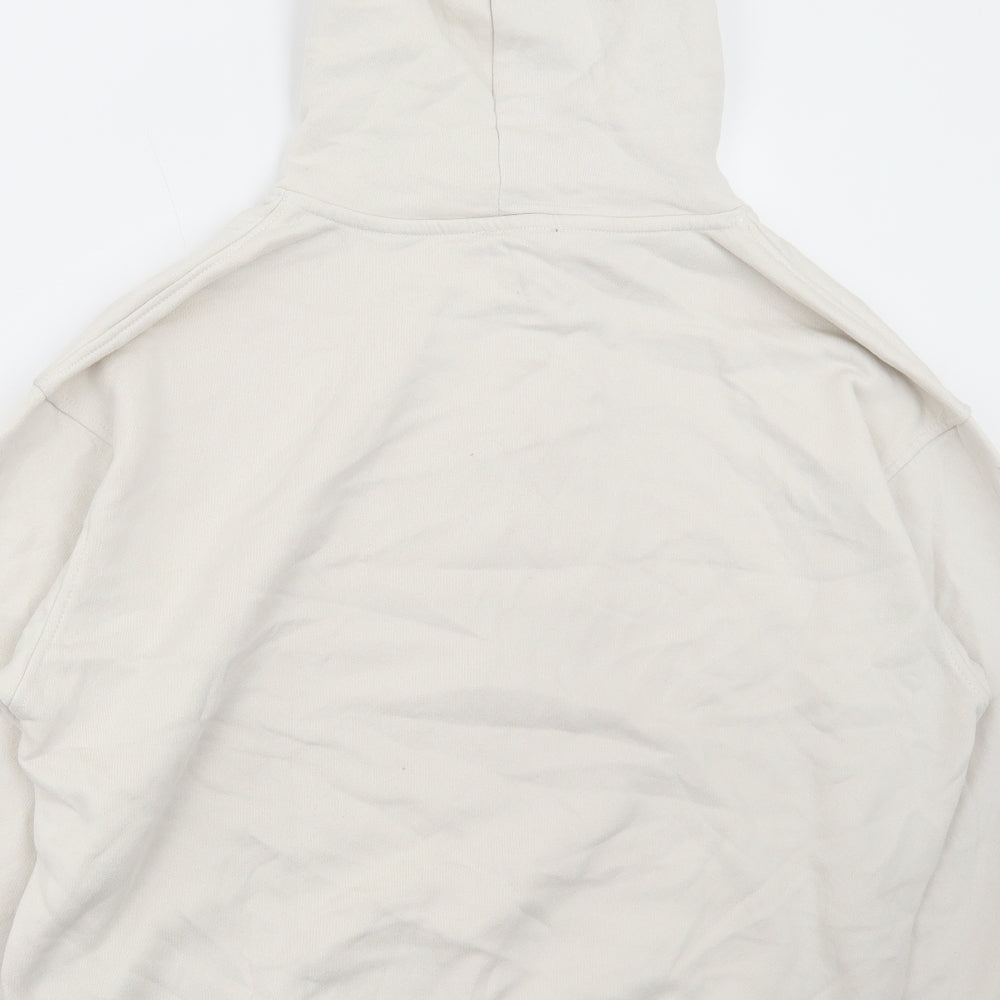 Zara Womens Ivory Cotton Pullover Hoodie Size L Pullover
