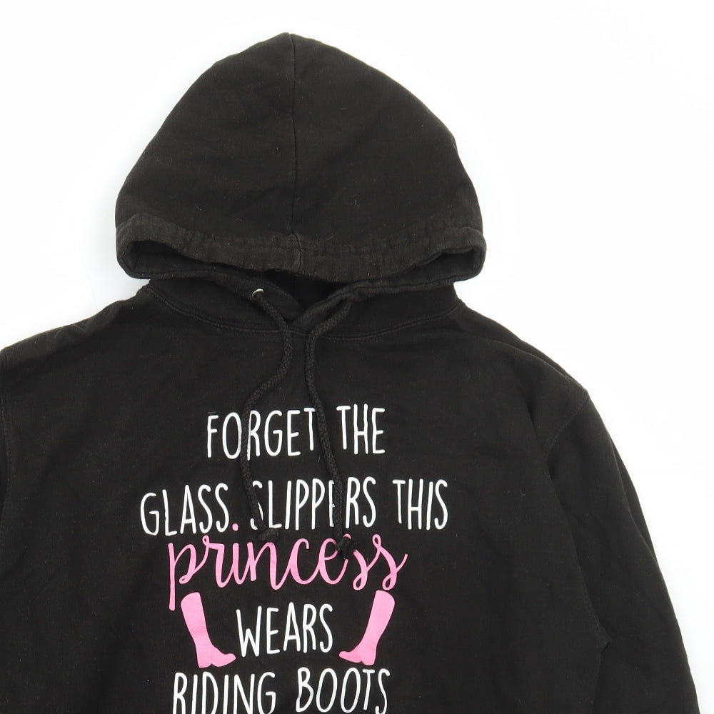 Preworn Womens Black Cotton Pullover Hoodie Size M Pullover - This Princess Wears Riding Boots