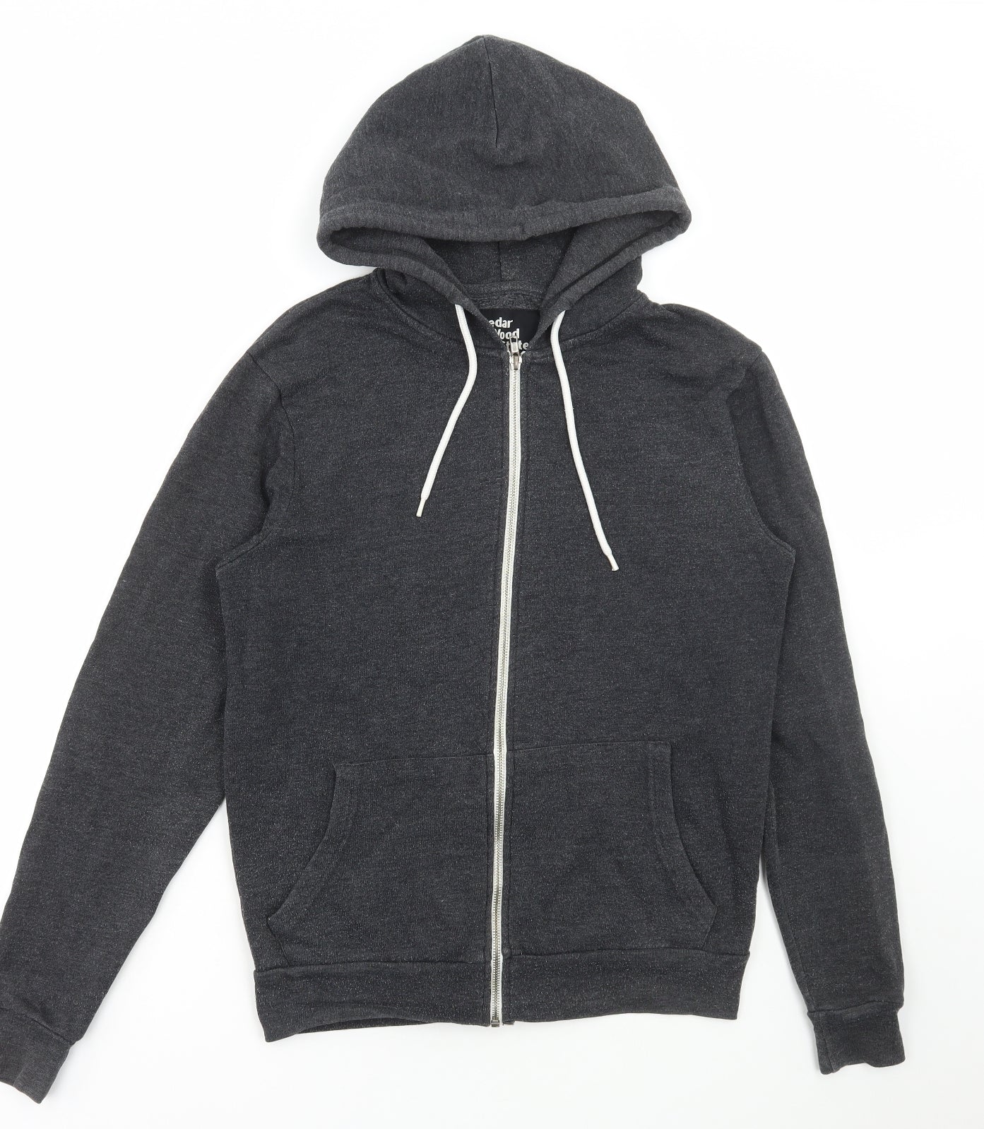 Cedar Wood State Mens Grey Polyester Full Zip Hoodie Size S