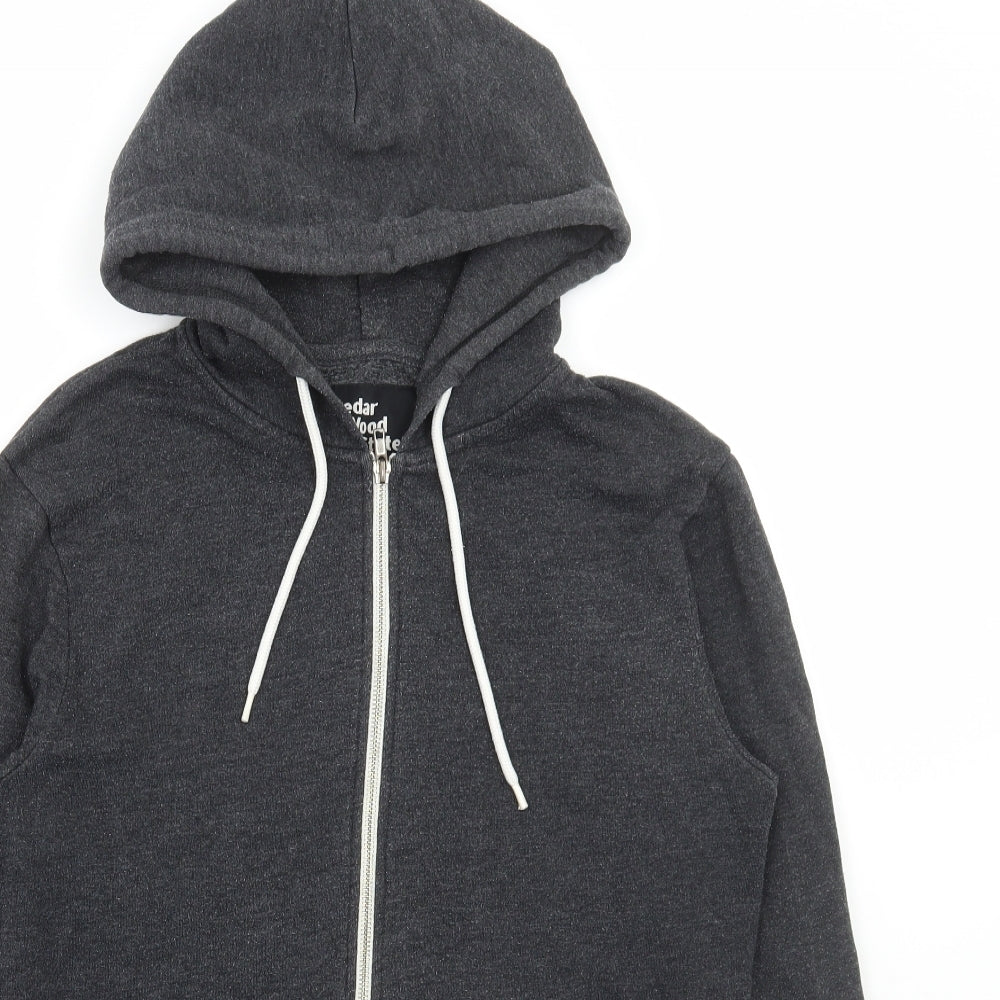 Cedar Wood State Mens Grey Polyester Full Zip Hoodie Size S