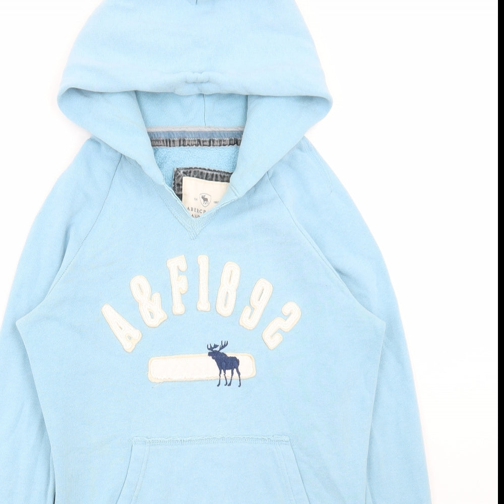 Abercrombie & Fitch Womens Blue Cotton Pullover Hoodie Size L Pullover