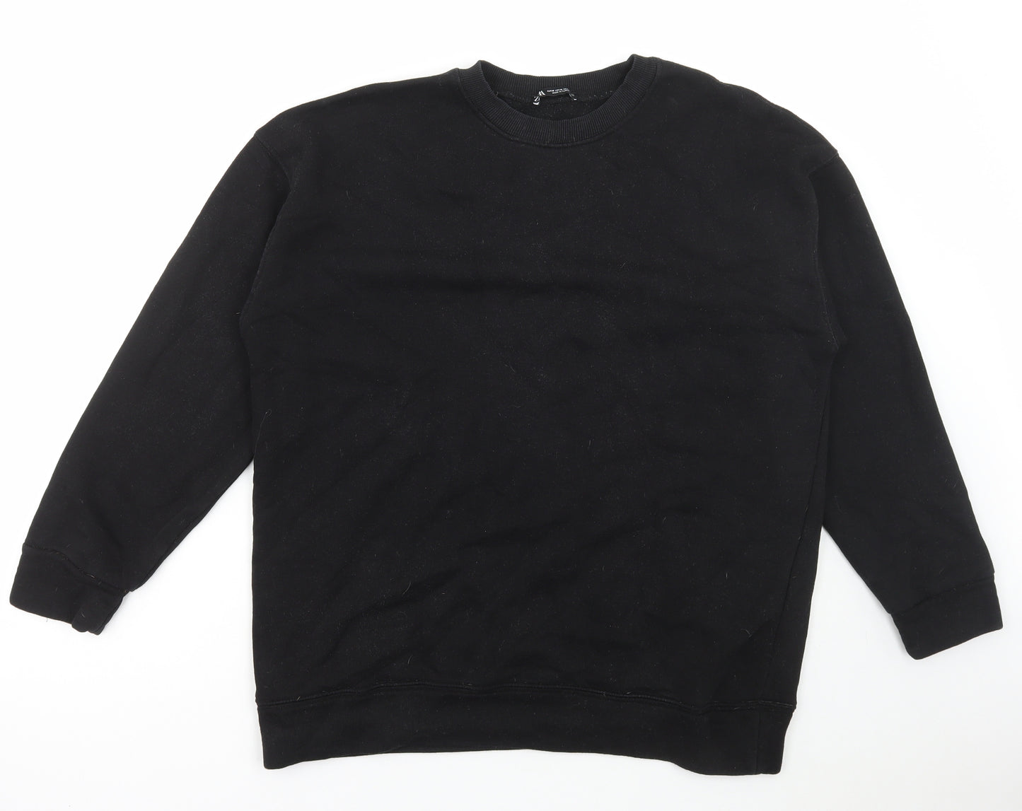 Zara Womens Black Cotton Pullover Sweatshirt Size M Pullover