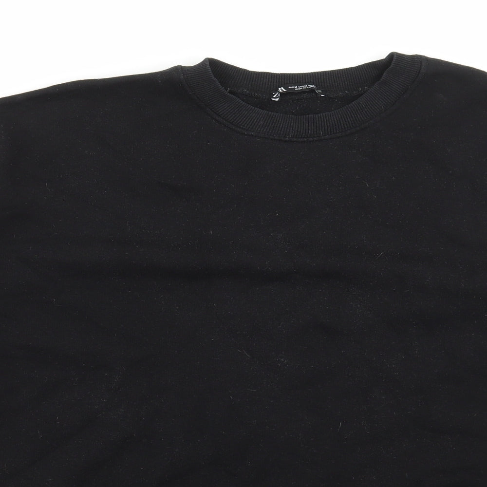 Zara Womens Black Cotton Pullover Sweatshirt Size M Pullover