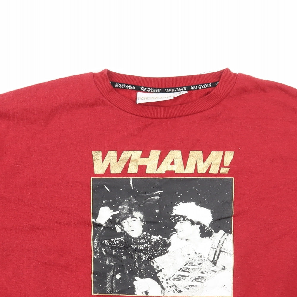 Primark Womens Red Cotton Pullover Sweatshirt Size S Pullover - Wham, Christmas
