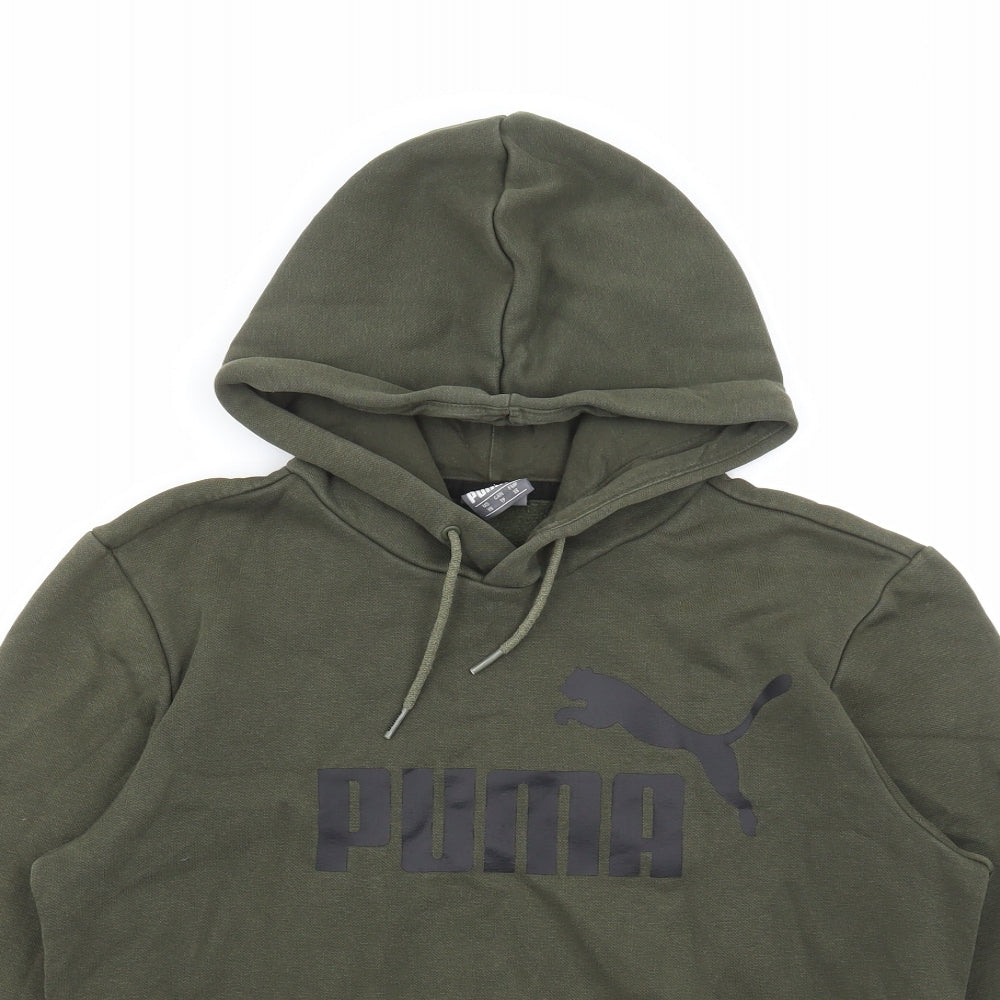 PUMA Mens Green Cotton Pullover Hoodie Size XS