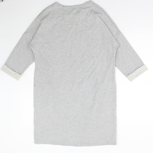 Linea Weekend Womens Grey Cotton Jumper Dress Size 14 Round Neck Pullover - Embellished Neckline
