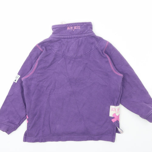 Lazy Jacks Girls Purple Cotton Pullover Sweatshirt Size 5-6 Years Zip