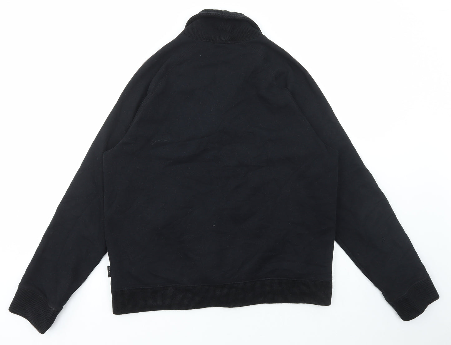 Ted Baker Mens Black Collared Cotton Cardigan Jumper Size L