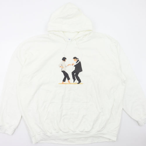 Gildan Mens White Cotton Pullover Hoodie Size 4XL - Dancing