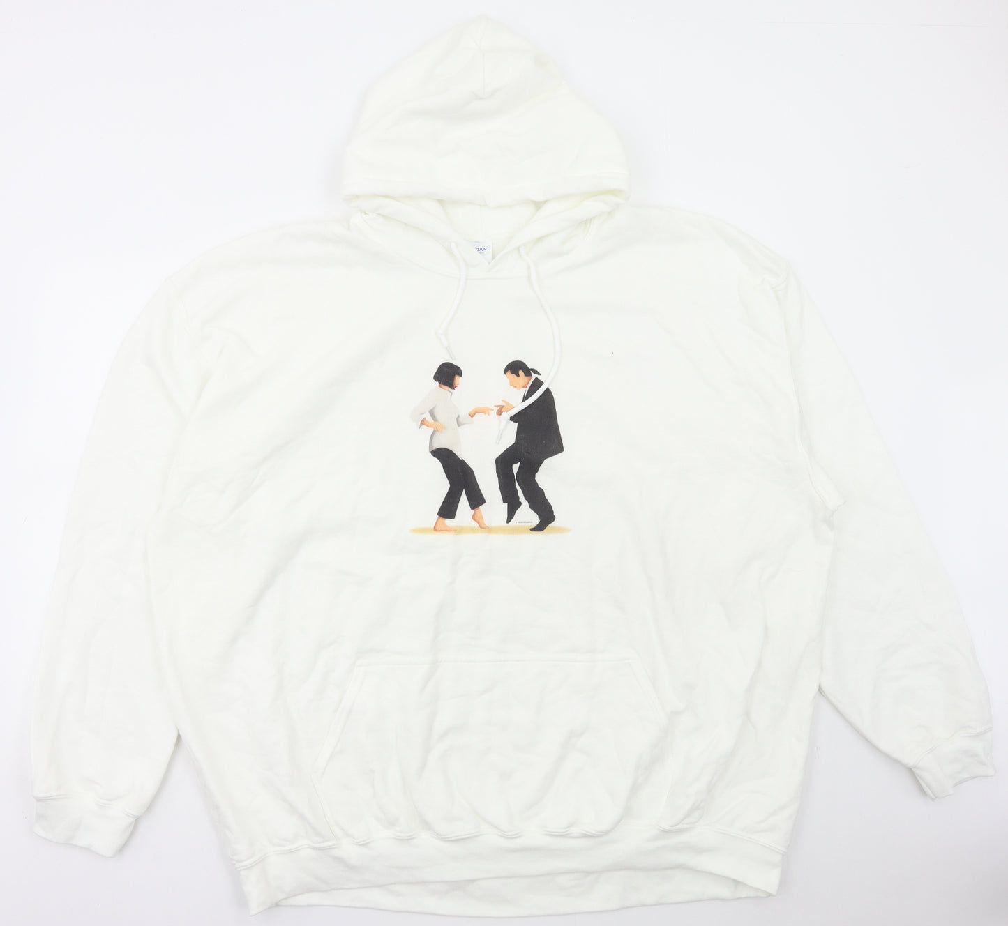 Gildan Mens White Cotton Pullover Hoodie Size 4XL - Dancing