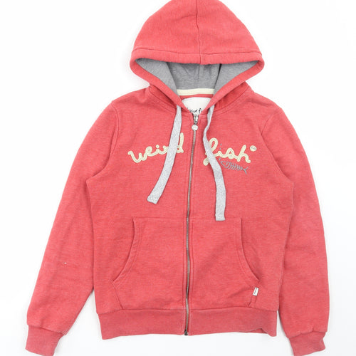 Weird Fish Womens Red Cotton Full Zip Hoodie Size 10 Zip