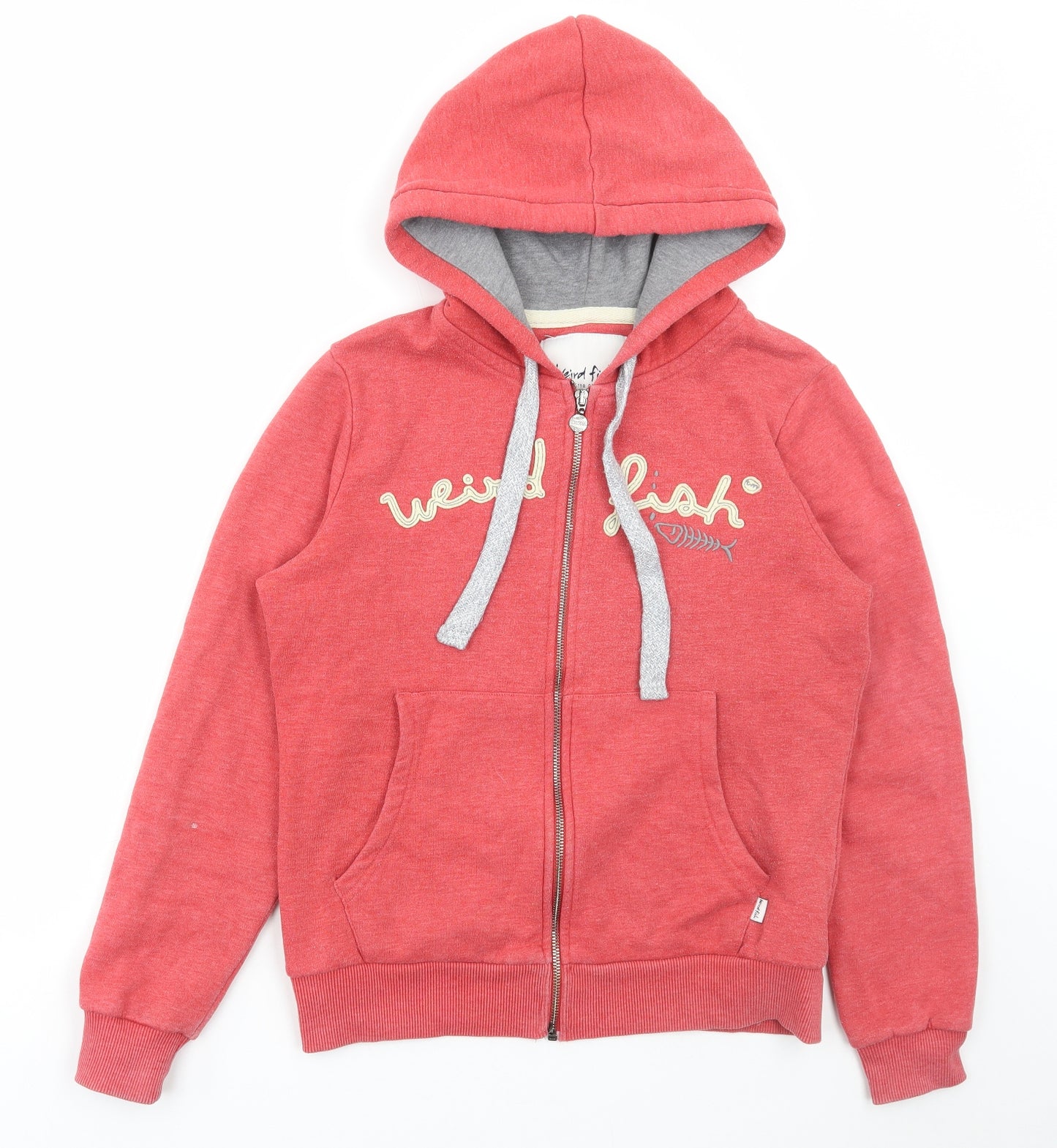 Weird Fish Womens Red Cotton Full Zip Hoodie Size 10 Zip