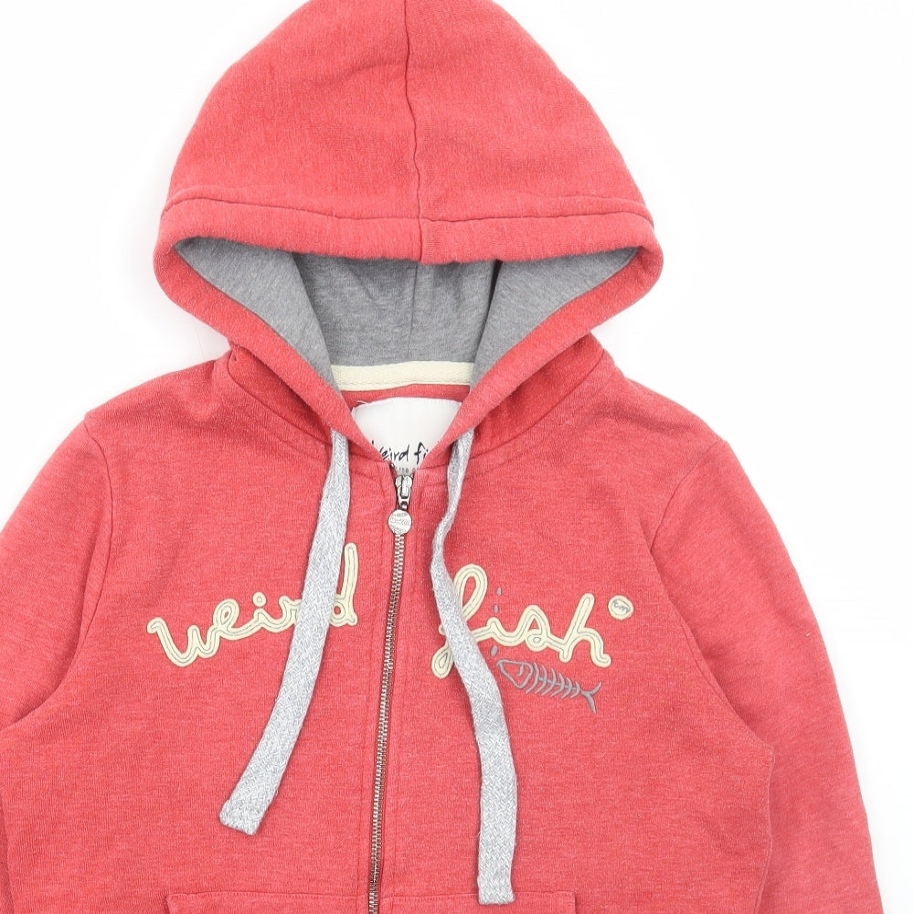 Weird Fish Womens Red Cotton Full Zip Hoodie Size 10 Zip