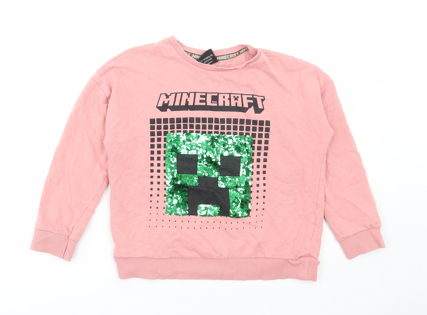 George Girls Pink Cotton Pullover Sweatshirt Size 8-9 Years Pullover - Minecraft