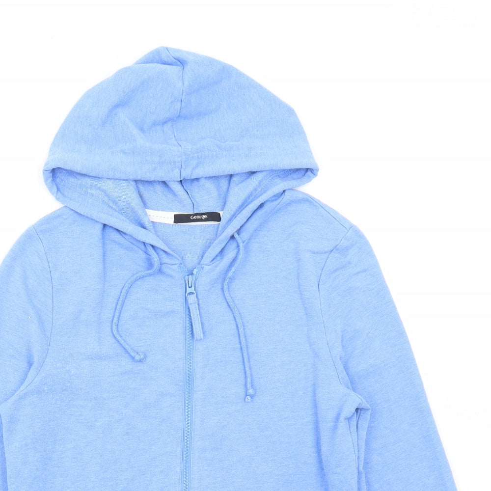 George Womens Blue Polyester Full Zip Hoodie Size 10 Zip