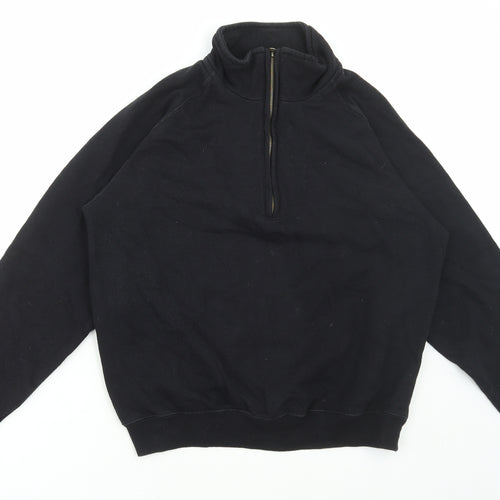 Preworn Womens Black Polyester Pullover Sweatshirt Size M Zip