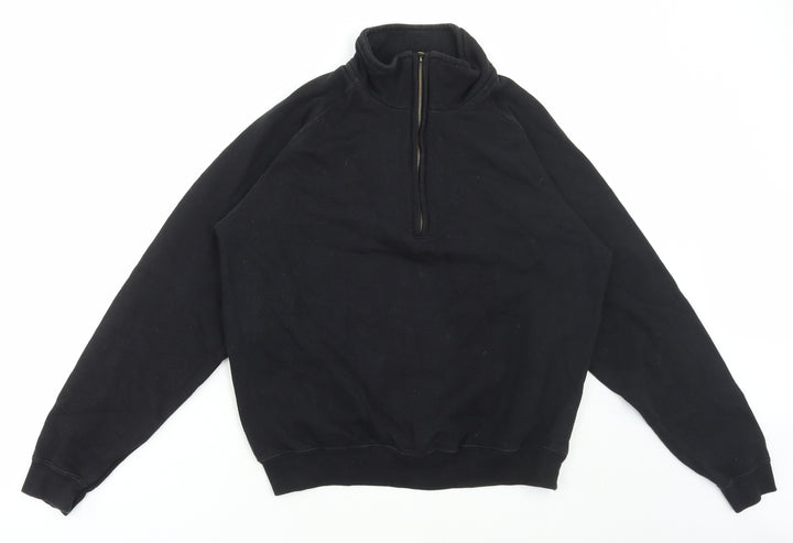 Preworn Womens Black Polyester Pullover Sweatshirt Size M Zip