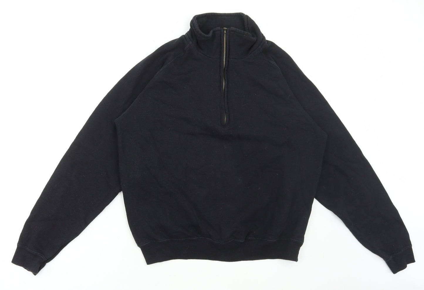 Preworn Womens Black Polyester Pullover Sweatshirt Size M Zip