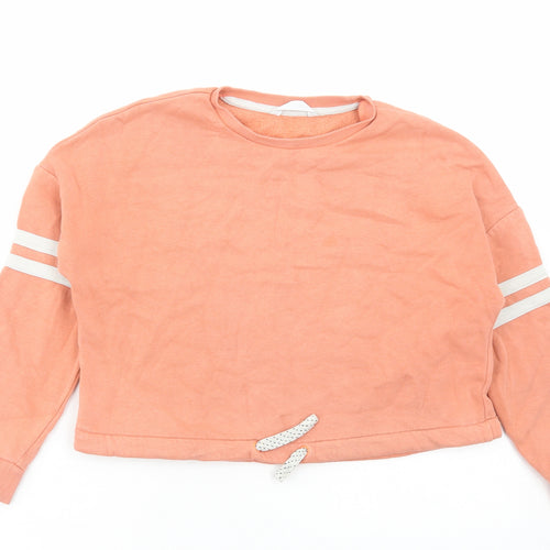 Marks and Spencer Girls Pink Cotton Pullover Sweatshirt Size 8-9 Years Pullover - Cropped